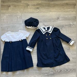 Little Bitty Vintage  3 Piece Navy Sailor Outfit Dress,Coat & Hat Girl’s  Size 5